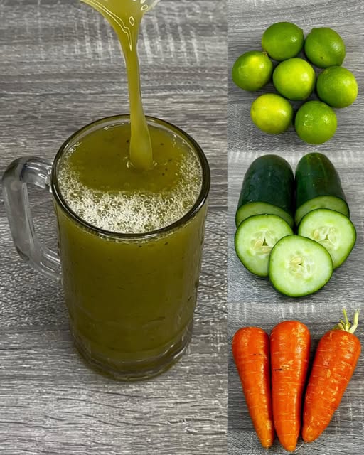 Jugo natural de limón, pepino y zanahoria