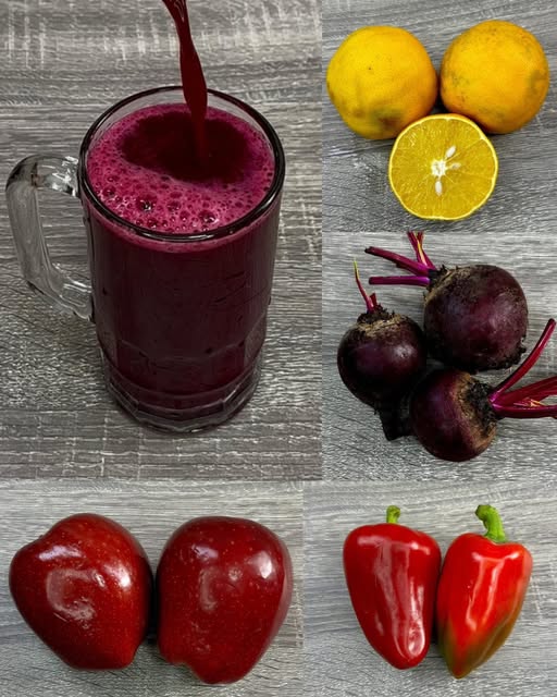 Jugo natural de remolacha, manzana y pimiento