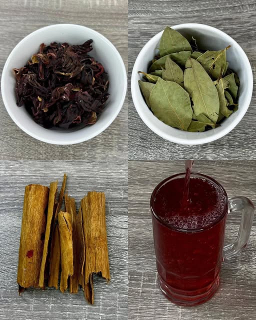 Preparación de infusión de flor de jamaica y hojas de laurel